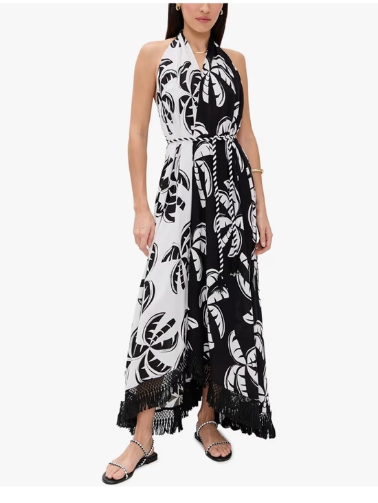 FARM Rio Dresses & Skirts - FARM Rio Black & White Palm Print Halter Maxi Dress